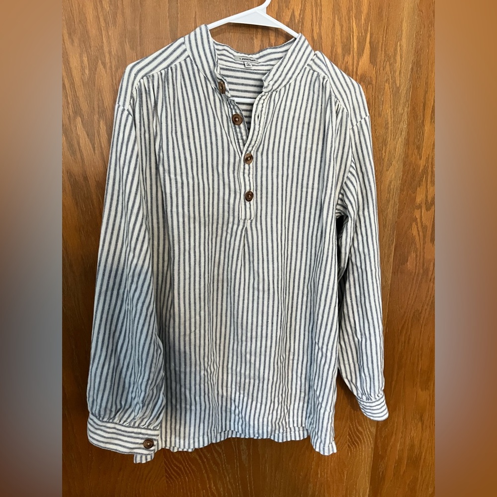 J.Peterman Men’s Band Collar Shirt
